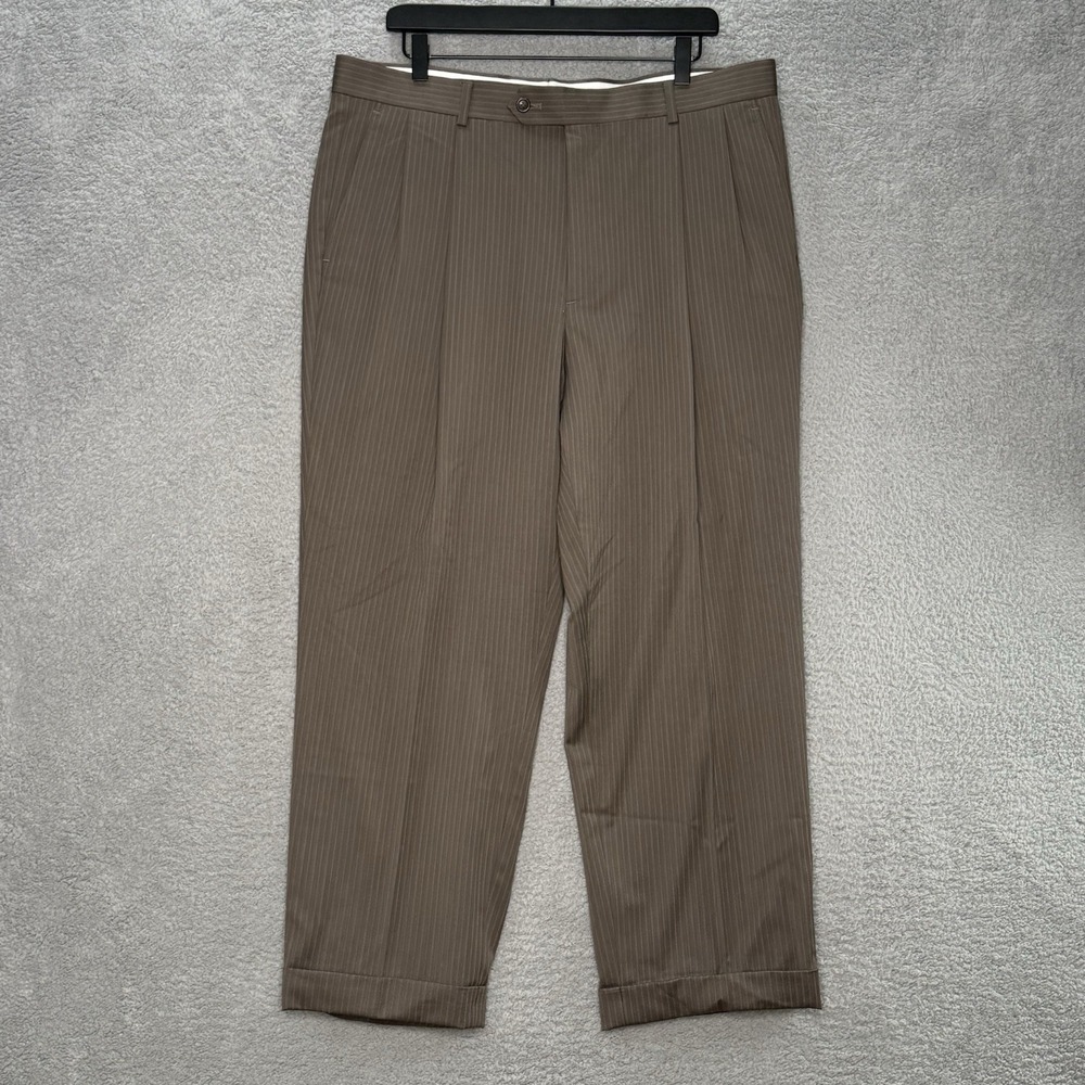Joseph Feiss 37x27 Gray 100% Wool Pleated Cuffed Baggy High Mens Pants Slacks